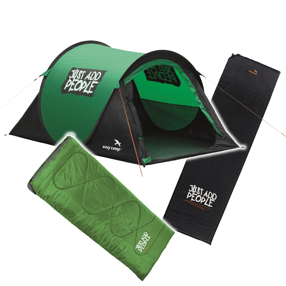 Festival Ausrüstung mit Pop-Up Festival Zelt für 1 - 2 Personen, Schlafsack und Isomatte