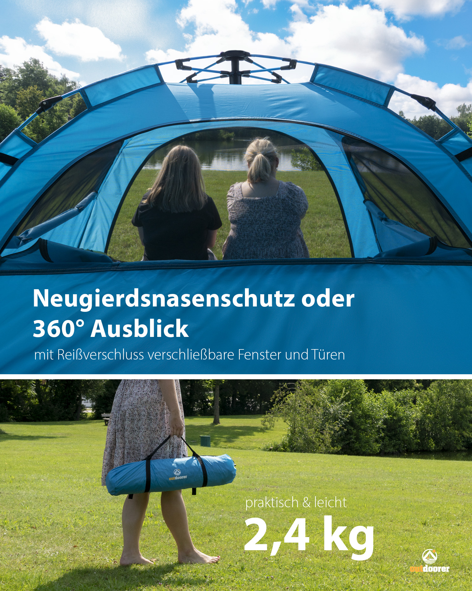 Sun Snapper Alu Air - Quick up-Strandmuschel mit Schnellaufbau-System - Sonnenzelt mit Alu-Gestänge