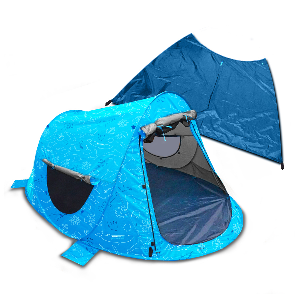 Verschließbare Strandmuschel mit Vordach 2. Wahl Zack Premium "Baby, Kind & Meer Edition" - Strandmuschel
