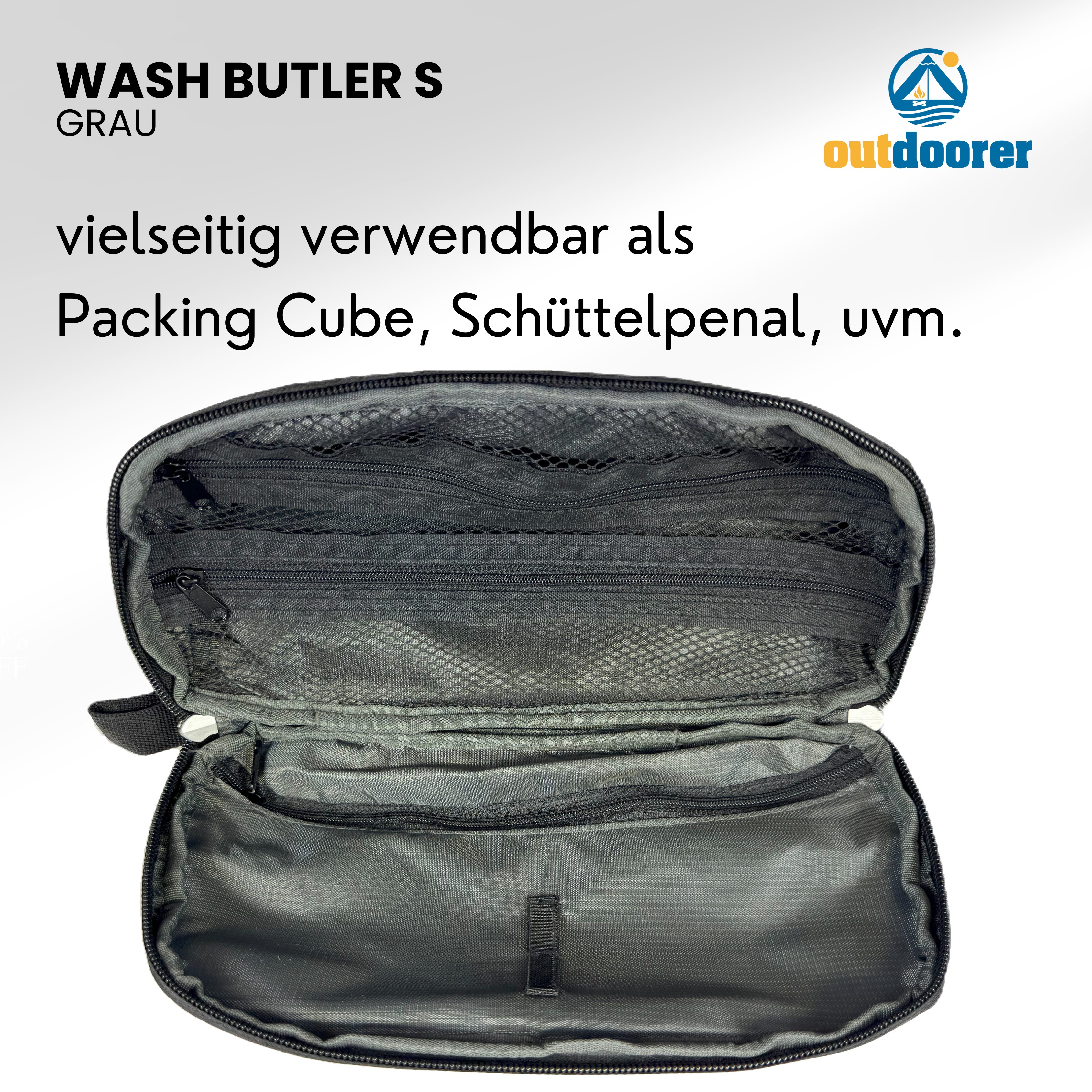 Kleiner Kulturbeutel zum Aufhängen Wash Butler S in Grau von outdoorer