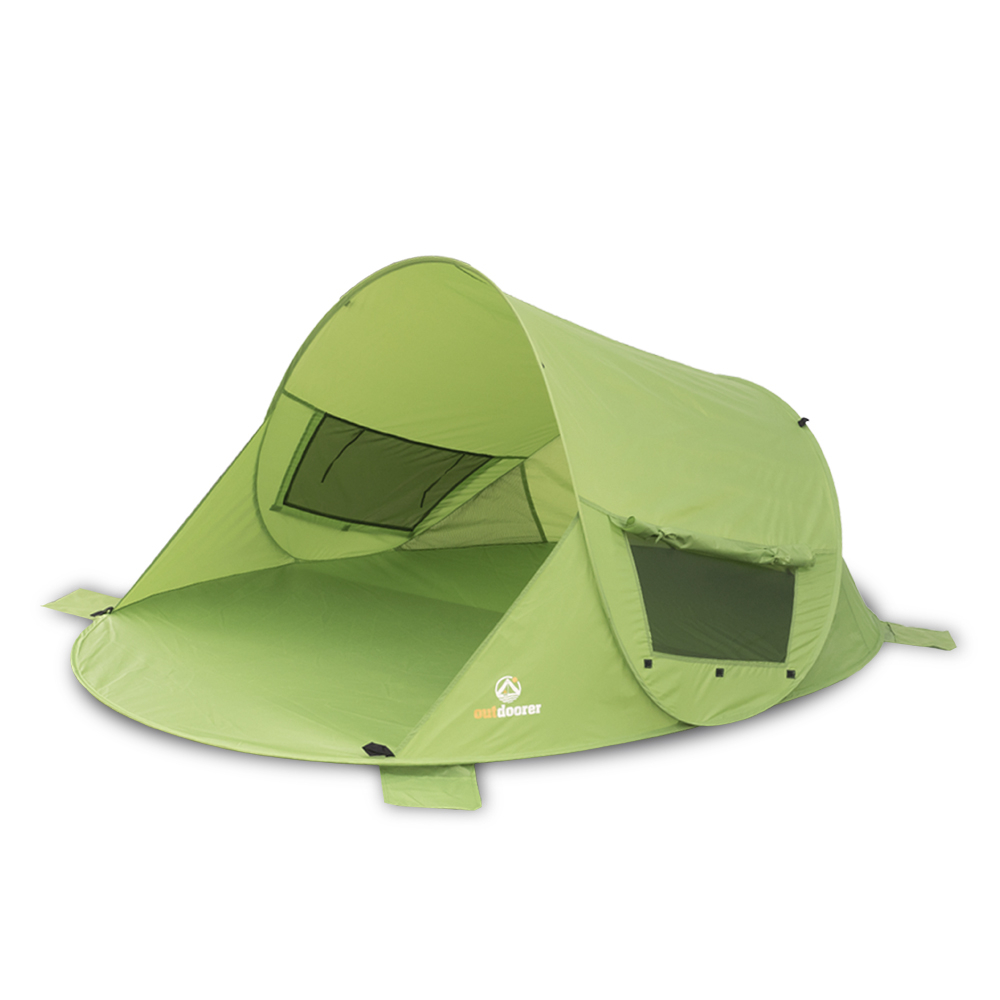 Pop Up Strandmuschel Zack Premium, grün inkl. Sandheringe und 3 Fenster