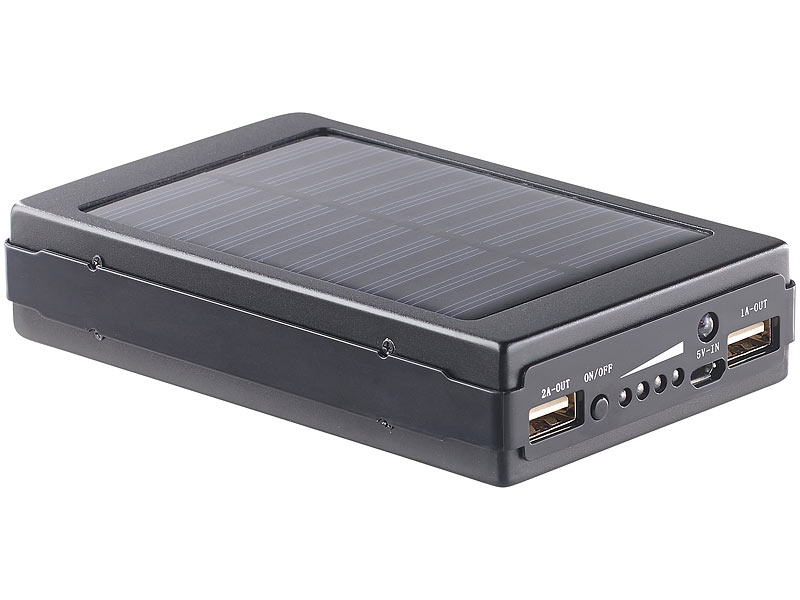 mobile Solar Powerbank von oben Mobile Solar Powerbank - klein & handlich von Pearl