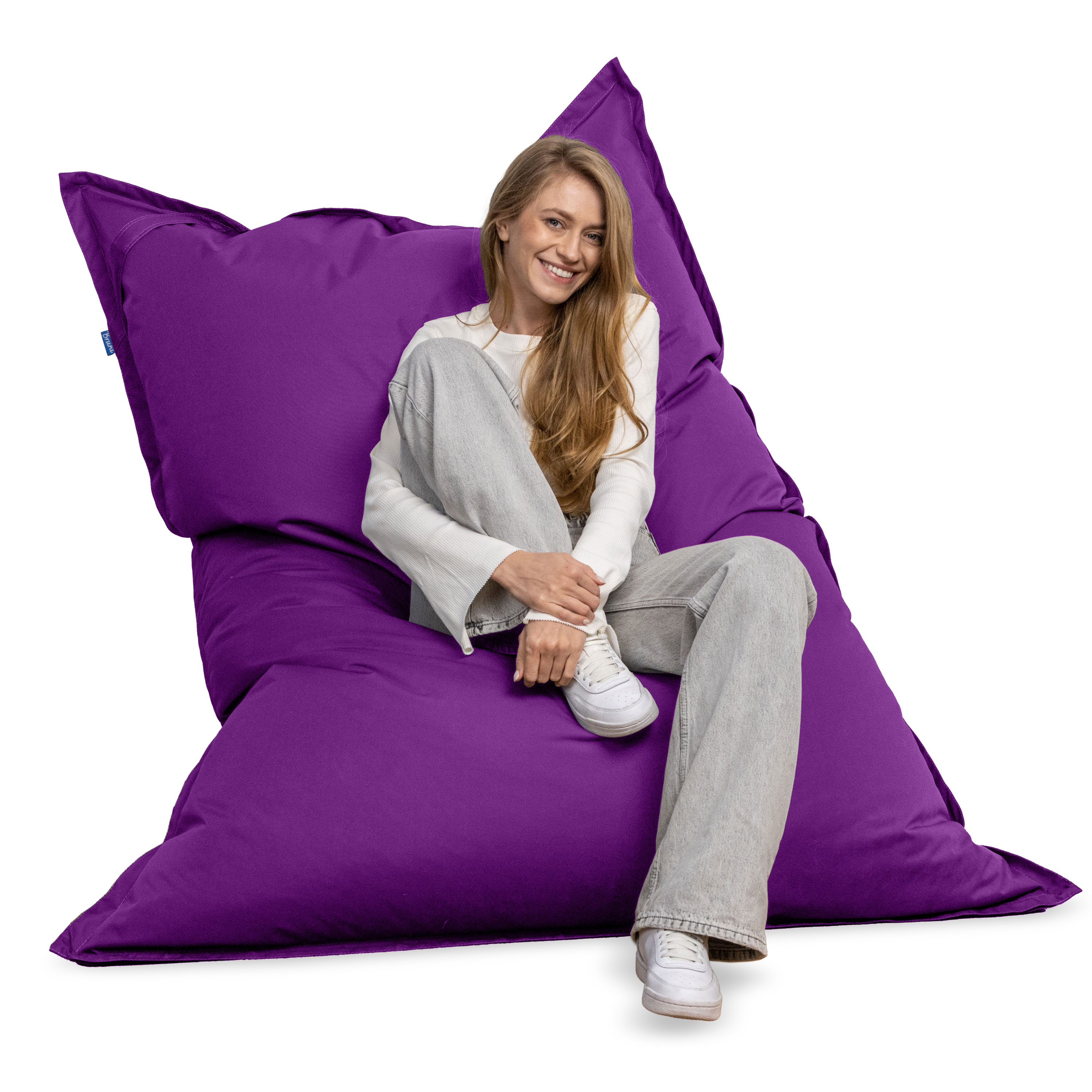 Bruni Caree XXL-Sitzsack in Violett - rechteckiger Indoor- und Outdoor-Sitzsack mit 140x180 cm aus Deutschland