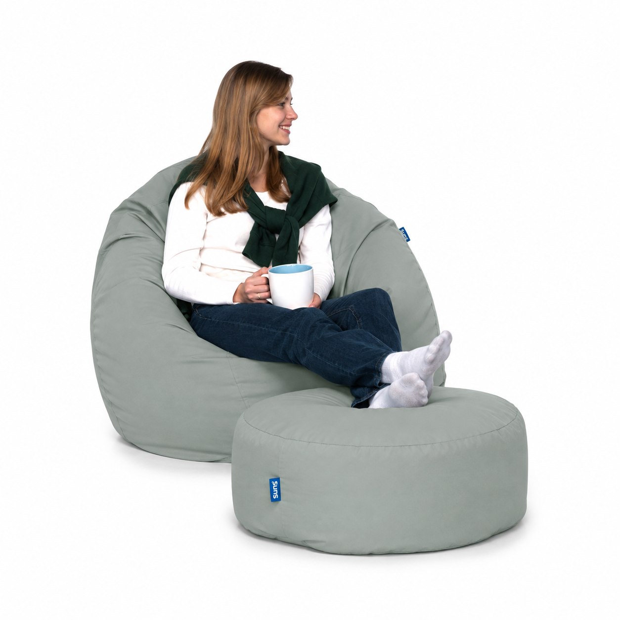 Bruni Classico L + Pouf M felsgrau