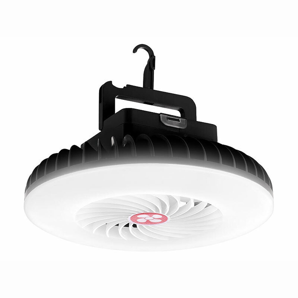 Zeltventilator mit LED Zeltlampe und Powerbank wiederaufladbar